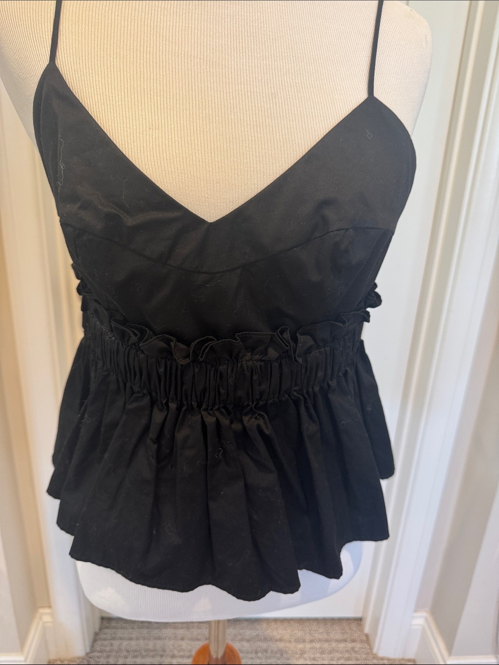 Kendall & Kylie Black Smocked Peplum Cami